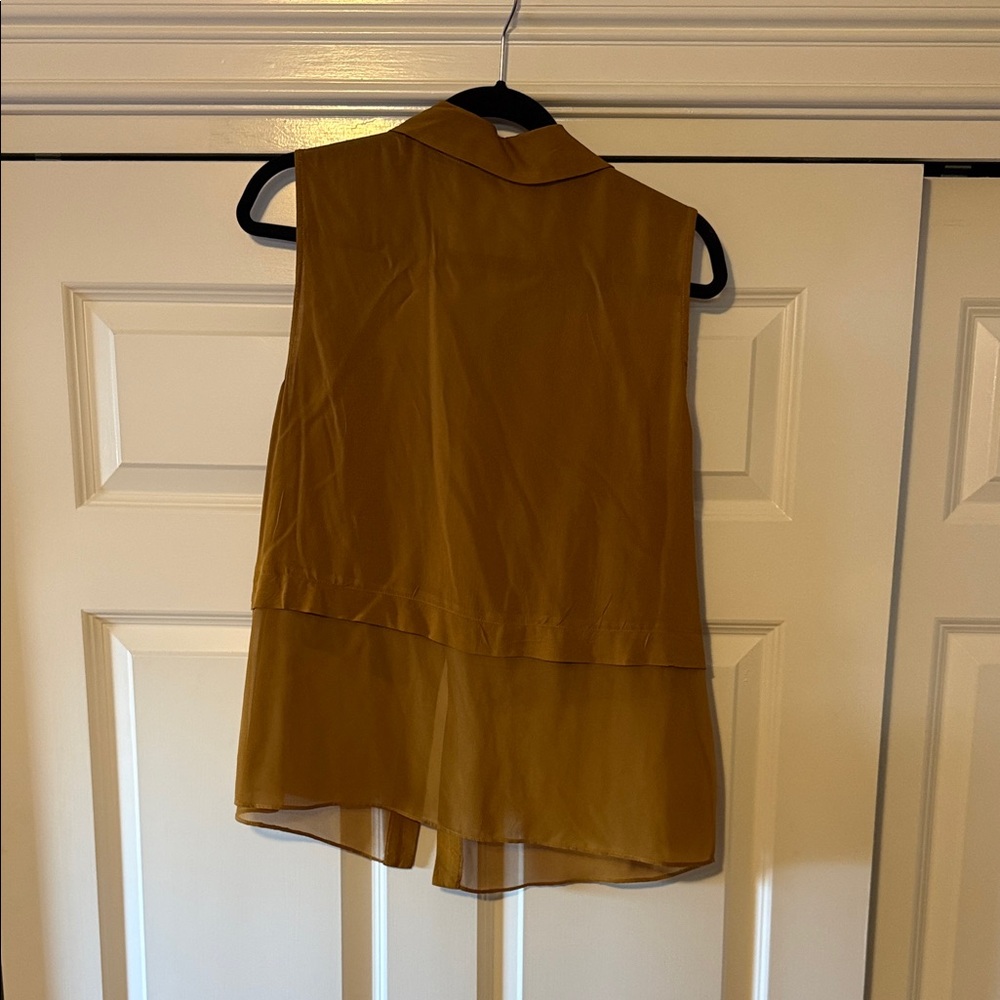 BCBGeneration Sleeveless Collared Blouse in Mustard Brown - Picture 3 of 3